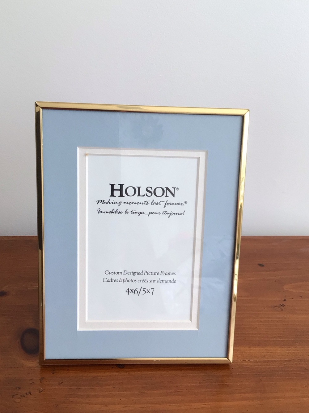 Gold Metal Picture Frame with Light Blue Mat - 4x6/5x7